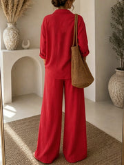 Button Shirt and Drawstring Pants Set