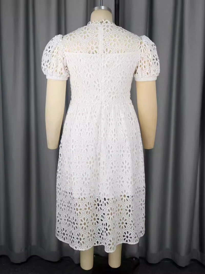 Fashion Lace Bubble Sleeve Dress