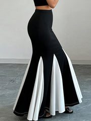 Women's Color Block Mermaid Midi Skirt