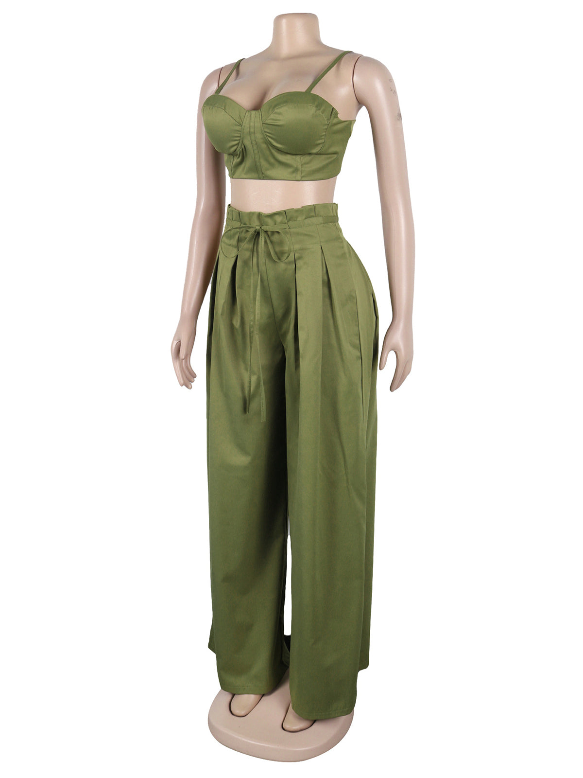 Fashion Crop Camisole Wide-Leg Pants Two-Piece Set