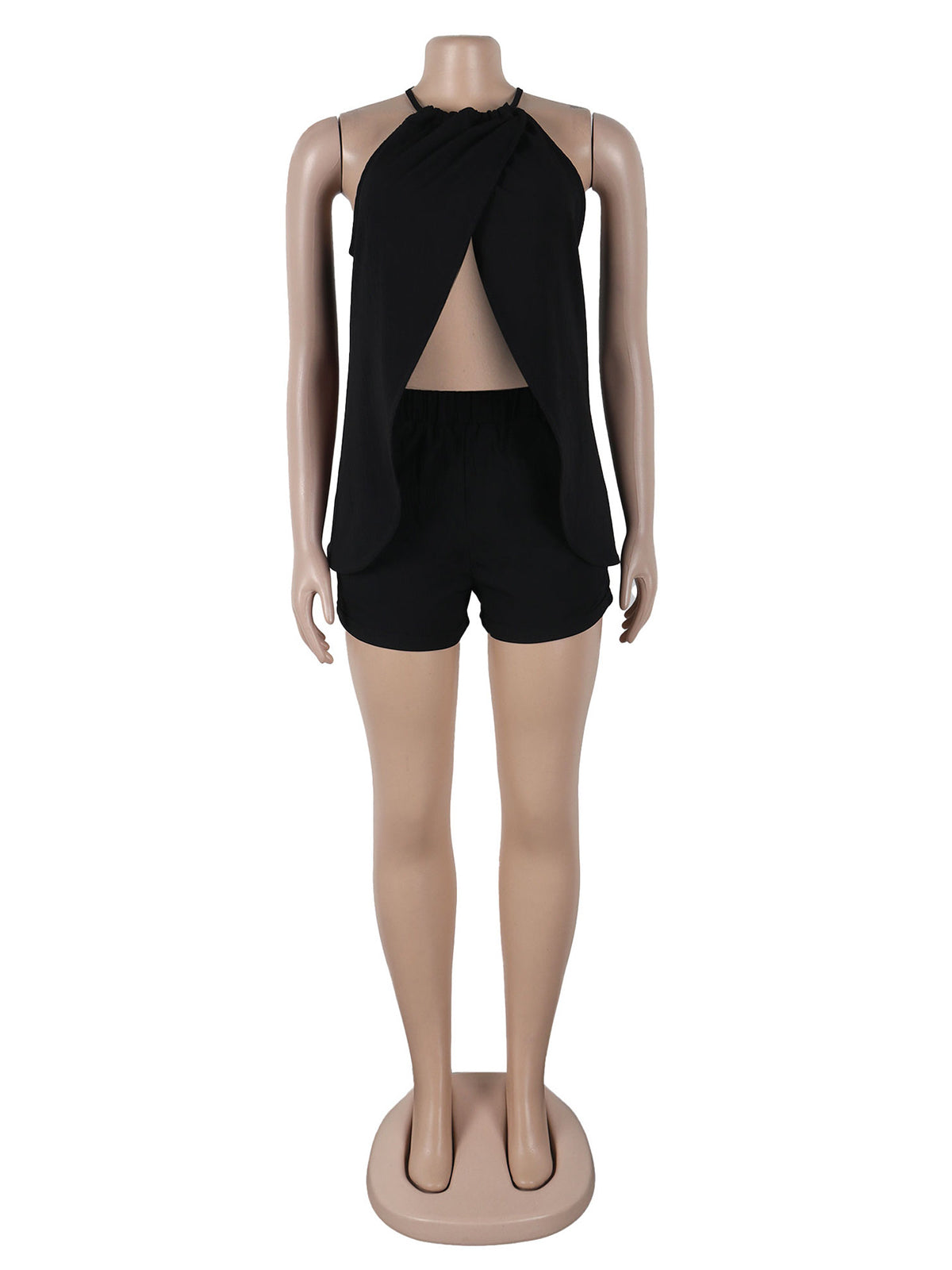 Casual Cut Out Sleeveless Cardigan Shorts Sets