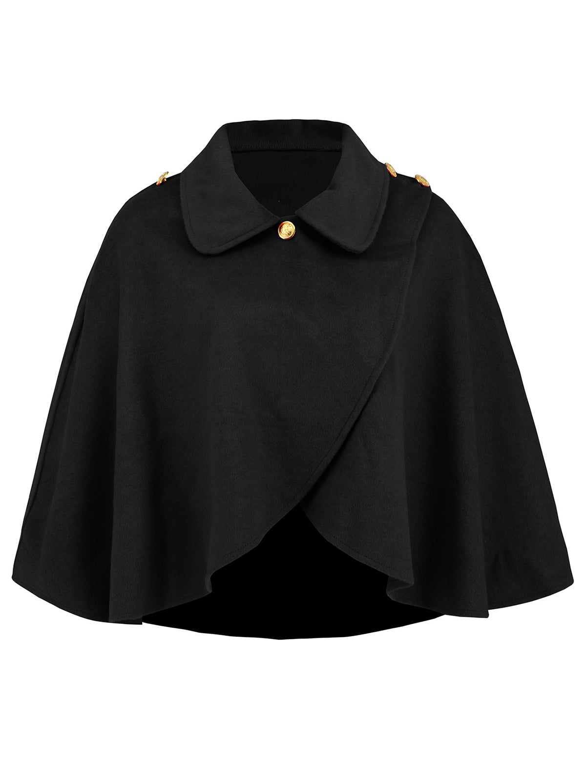 Wool Blends Ponchos Shoulder Clasp Short Cape Coat