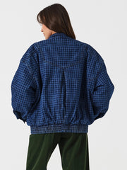 Houndstooth Relaxed Denim Jacket for Women
