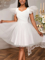Elegant Mesh High Waist Mini Party Bridal Dress
