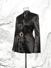 Fashion Long Sleeve Belt Slim Blazer