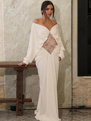 Off Shoulder Lace Panel Bodycon Dress
