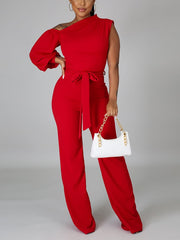 Women's One Shoulder Wide Leg Jumpsuit