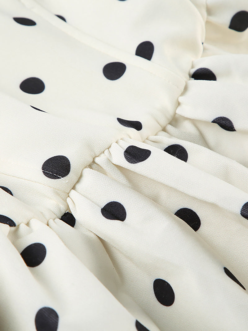 Sexy Polka Dot Backless Bow Strapless Mini Dress