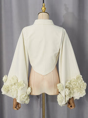 Floral Applique Flare Sleeve Jacket-boutique