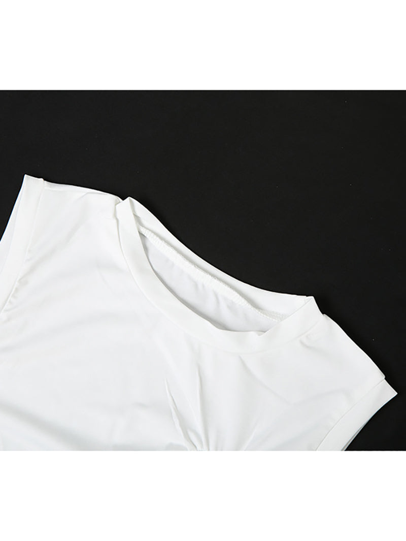 Heart Hollow Sleeveless Top High Waist Pant Set