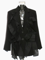 Fashion Pleat Ruffles Suit Coat