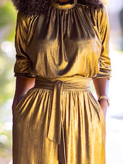 Stand Collar Front Tie Pocket Casual Jumpsuit