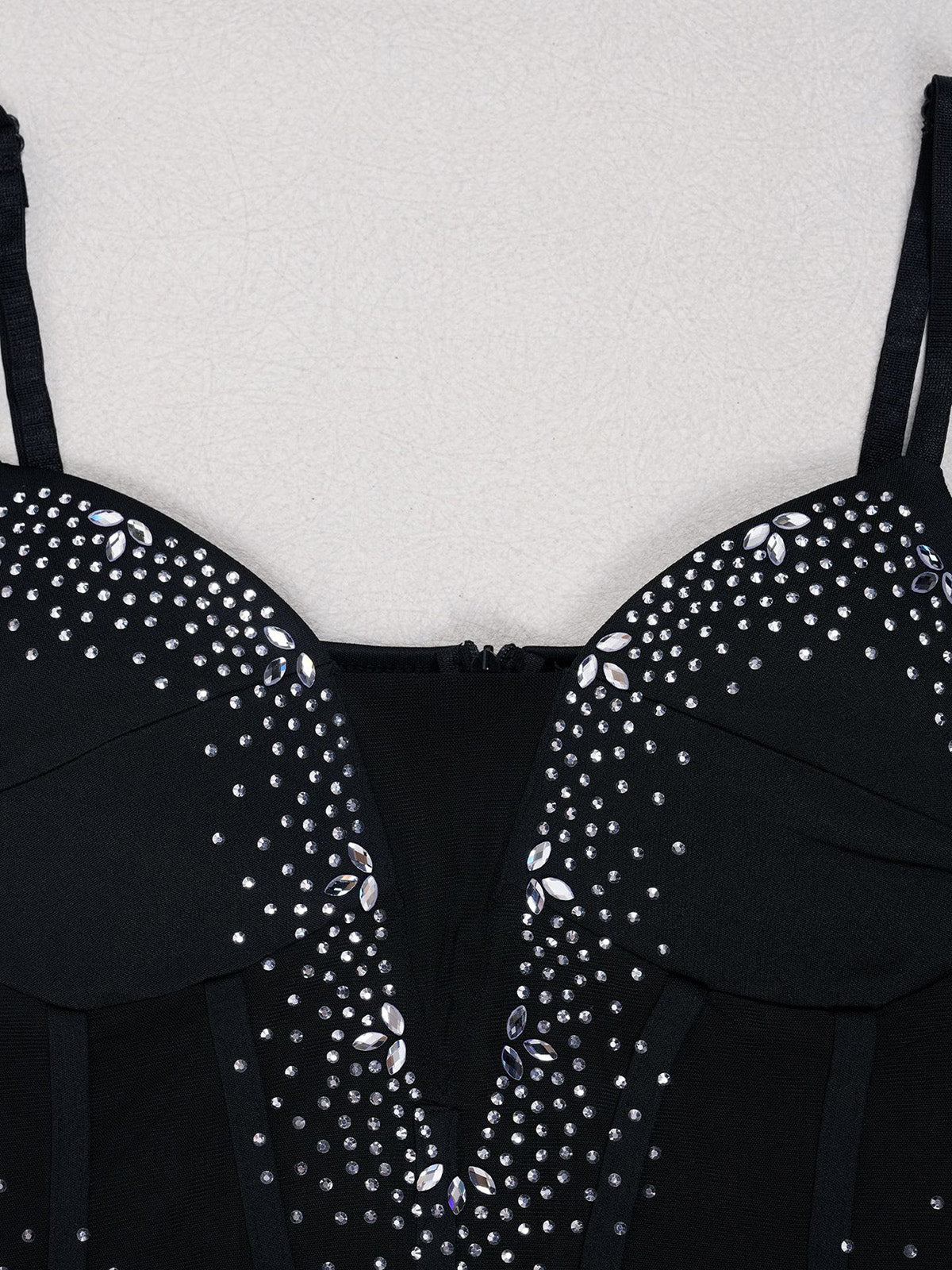 Sexy Rhinestones Sheer Mesh V Neck Ribbons Mini Dress