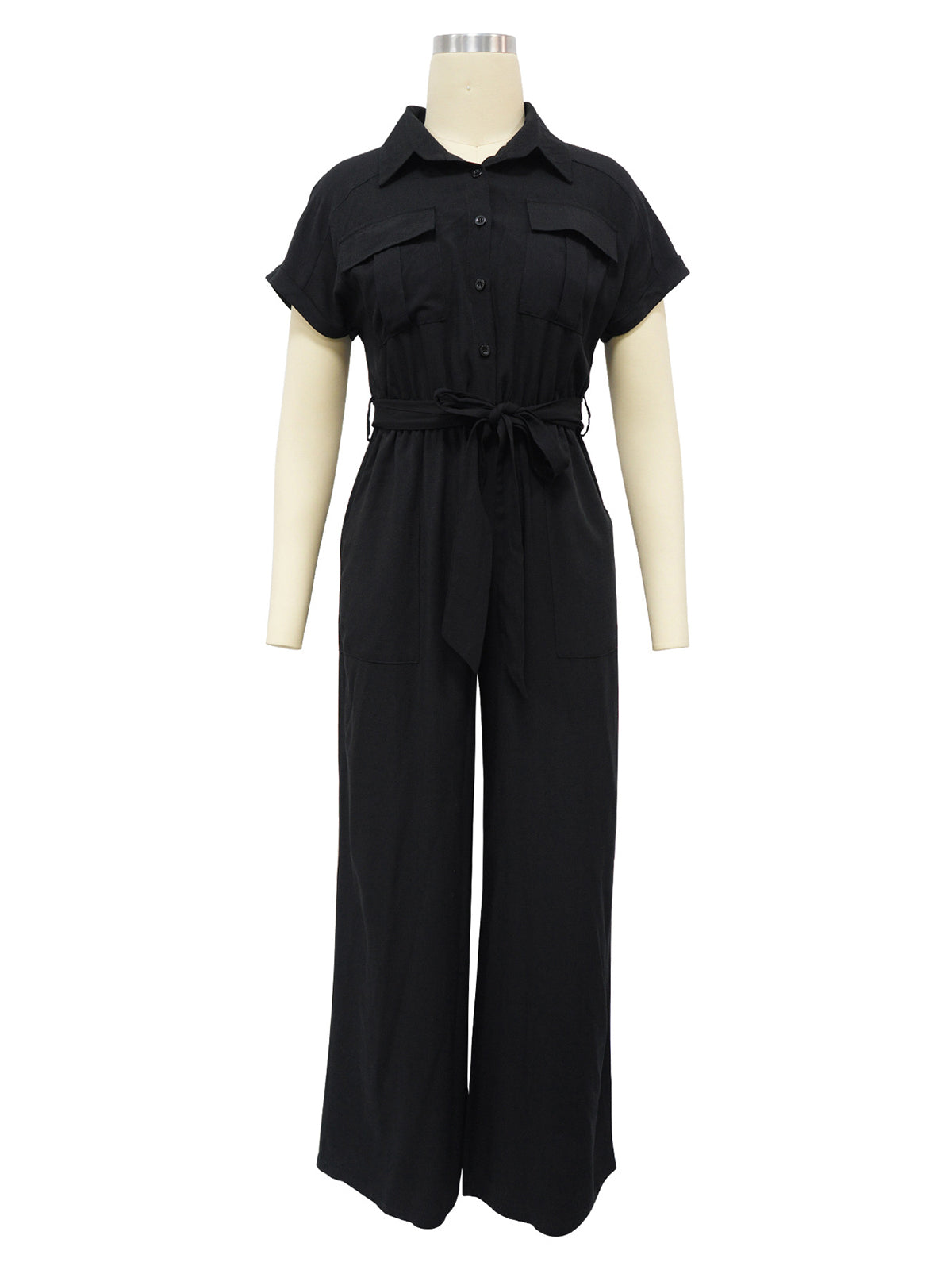 Casual Flax Pocket European Style Jumpsuit