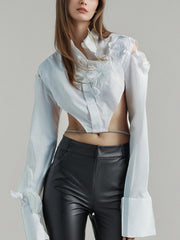 Fashion Flower Asymmetric Shirt