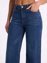 High Waist Relaxed Wide Leg Blue Jeans