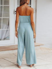 Sexy Strapless Backless Slit Jumpsuit