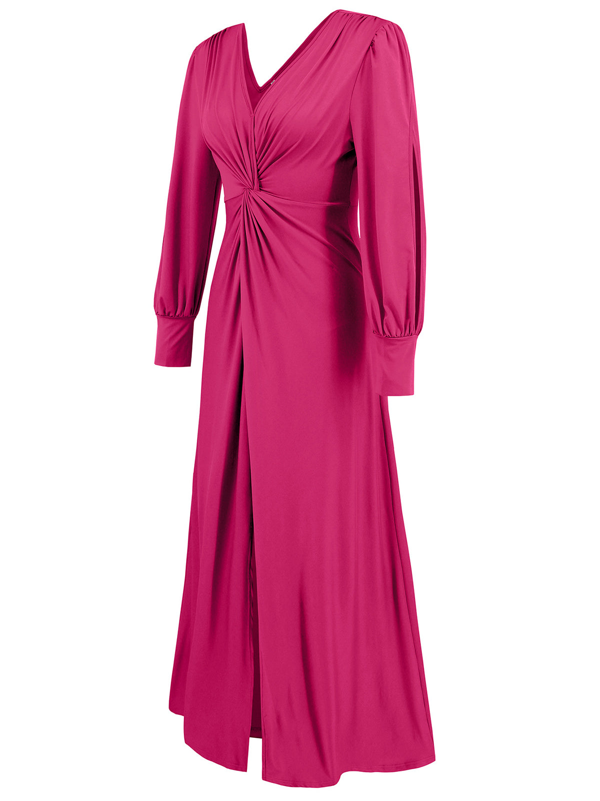 Twist Front V-Neck Cutout Sleeve Maxi Dress