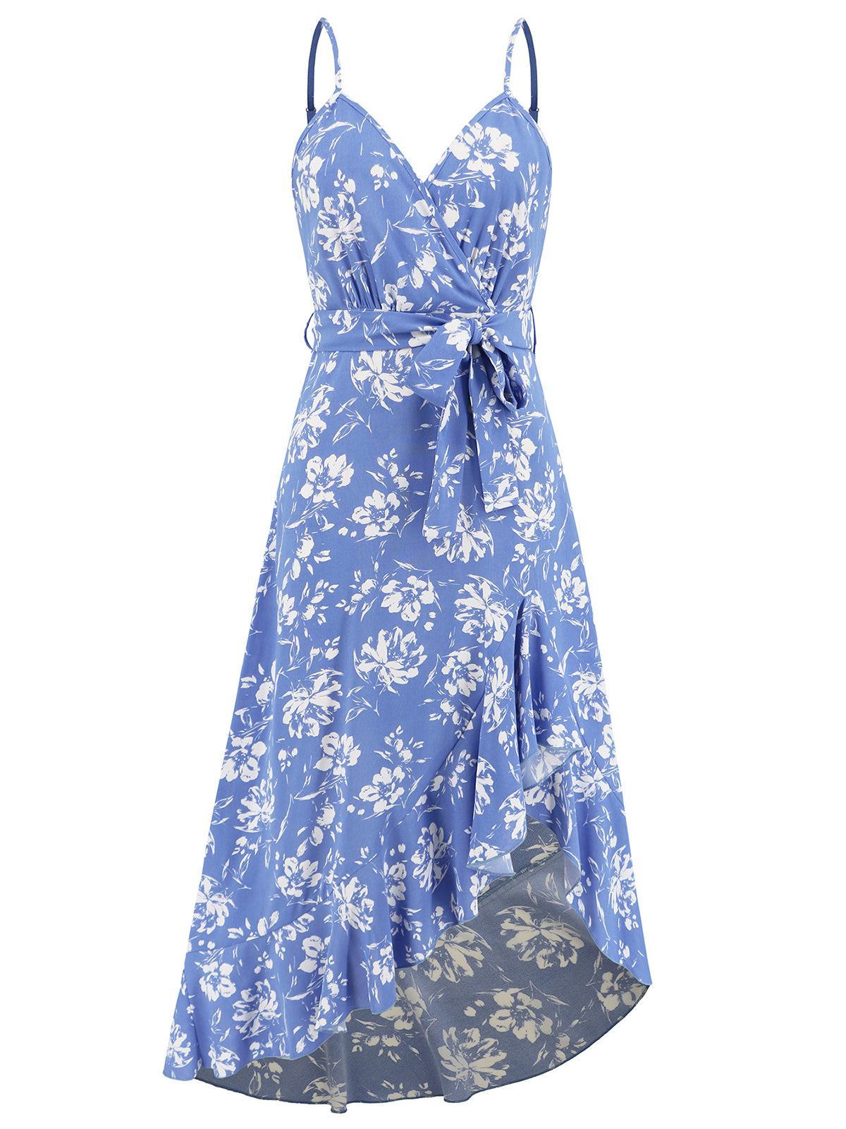 Sexy Spaghetti Strap Irregularity Flower Print Dress