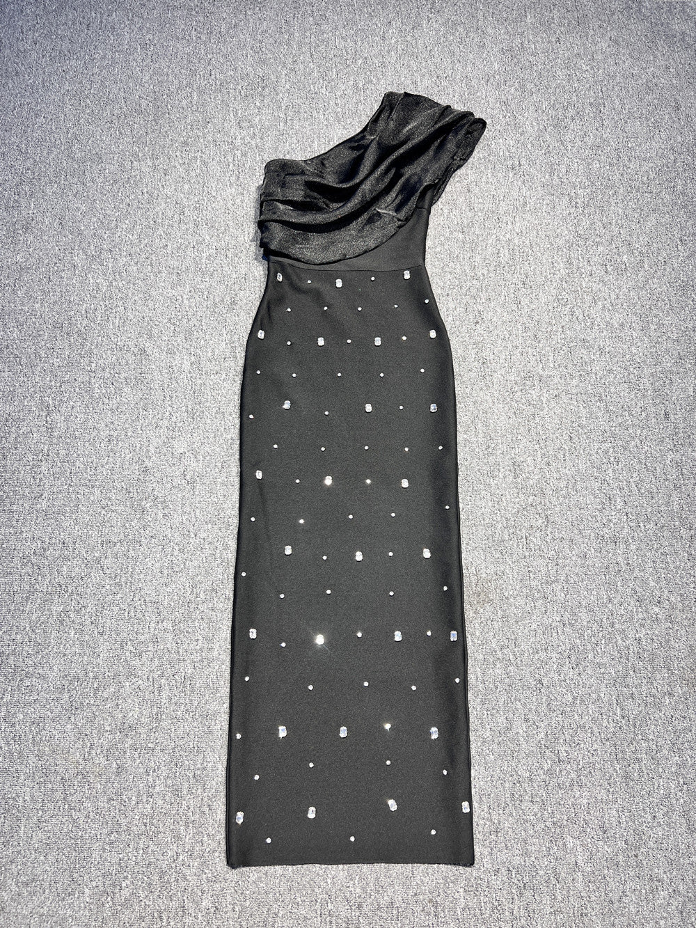 One Shoulder Rhinestone Slim Party Dress