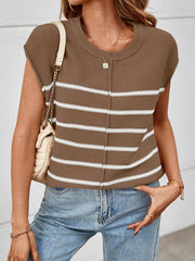 Fashion Stripe Sleeveless Knit Vest Top