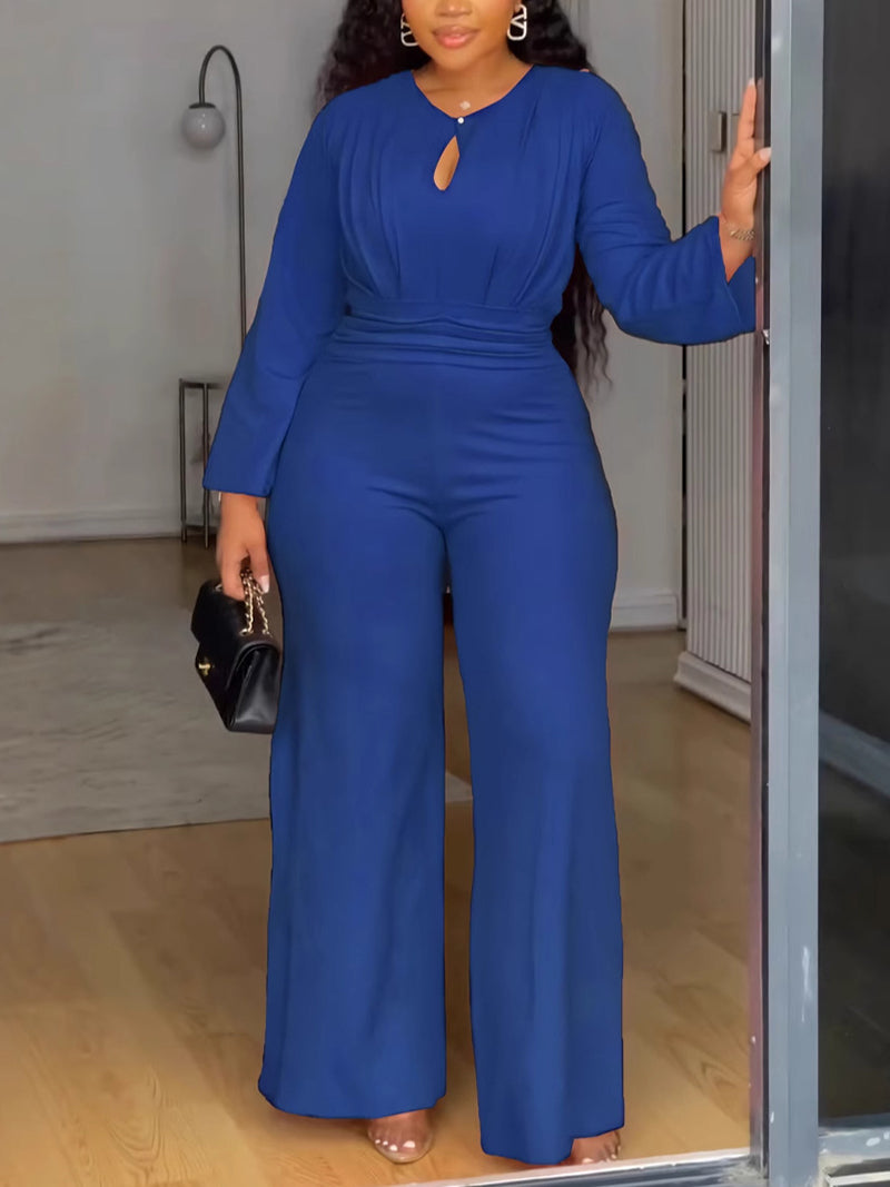 Elegant Cutout Slim Waist Wide Leg Jumpsuit