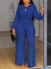 Elegant Cutout Slim Waist Wide Leg Jumpsuit