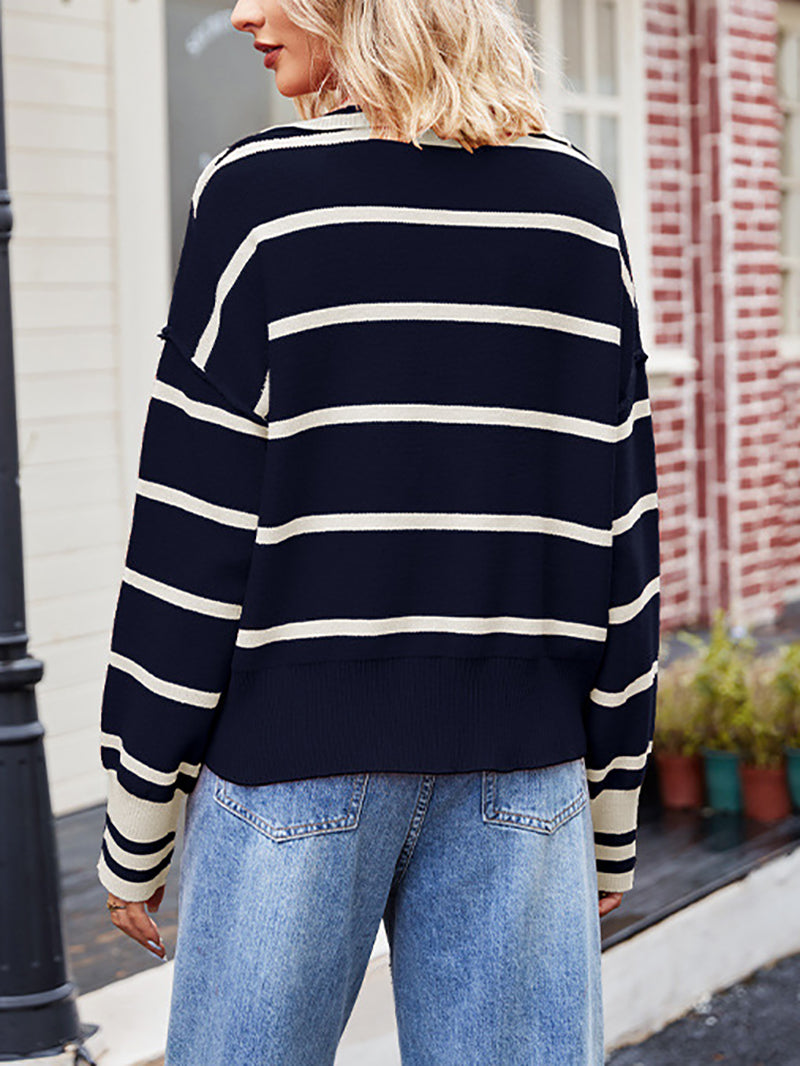 Fashion Stripe Loose Knit Sweater