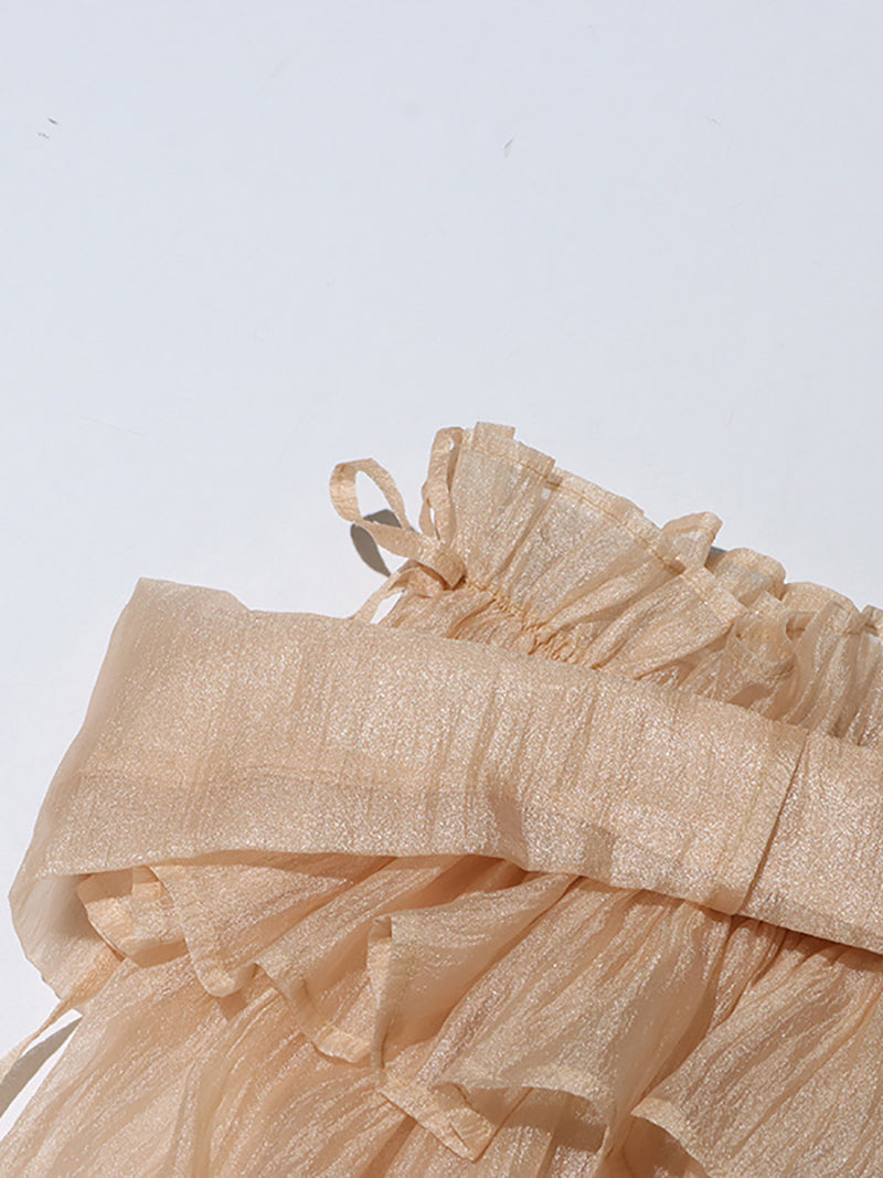 Fashion Off Shoulder Mesh Ruffle Tops