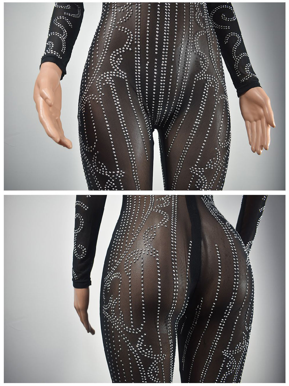 Sexy Mesh Sheer Rhinestones Jumpsuits