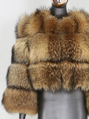 Tiered Fur Look Cropped Jacket-boutique