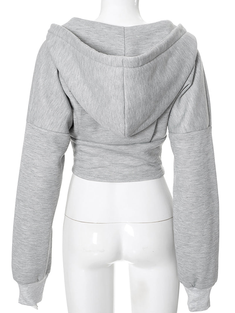 Fashion Cropped Corset Zipper Hoodie