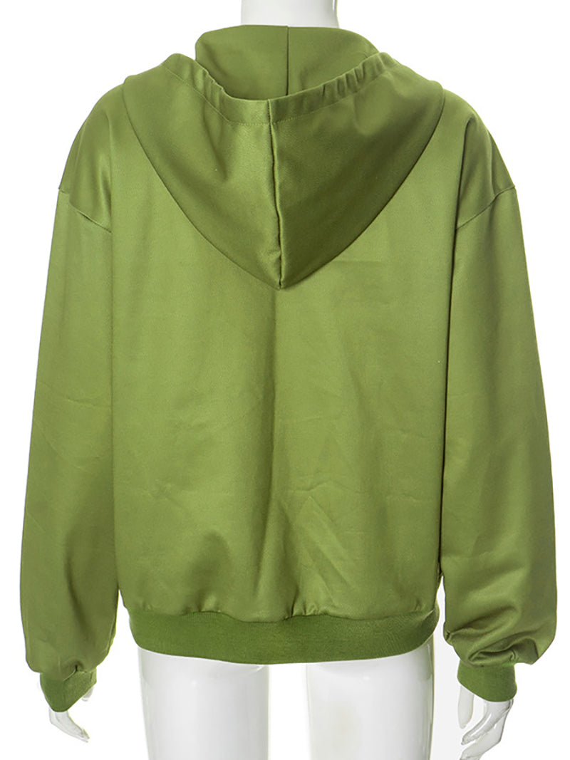 Olive Olympic Zip Up Hoodie Jackets