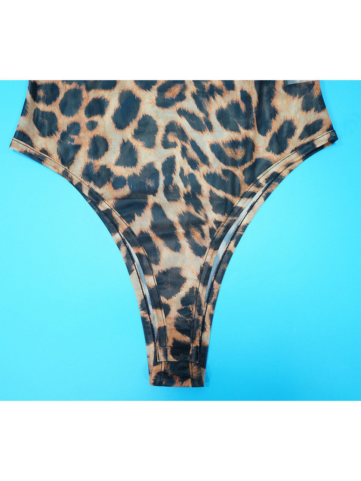 Sexy Leopard Print Sheer Bodysuit And Split Skirt Sets