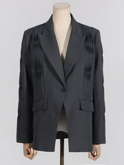 Ruched Tailored Long Sleeve Blazer-boutique
