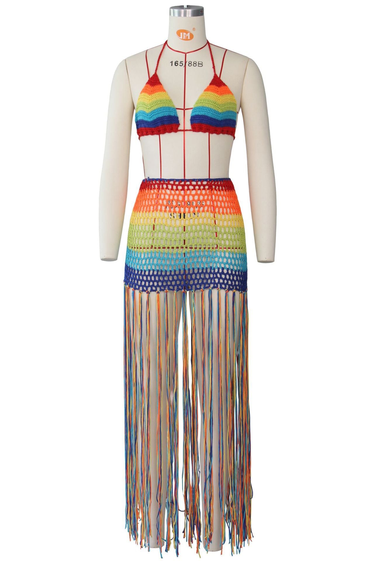 Rainbow Crochet Tassel Beach 2 Piece Set