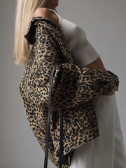 Street Casual Leopard Print Denim Jacket