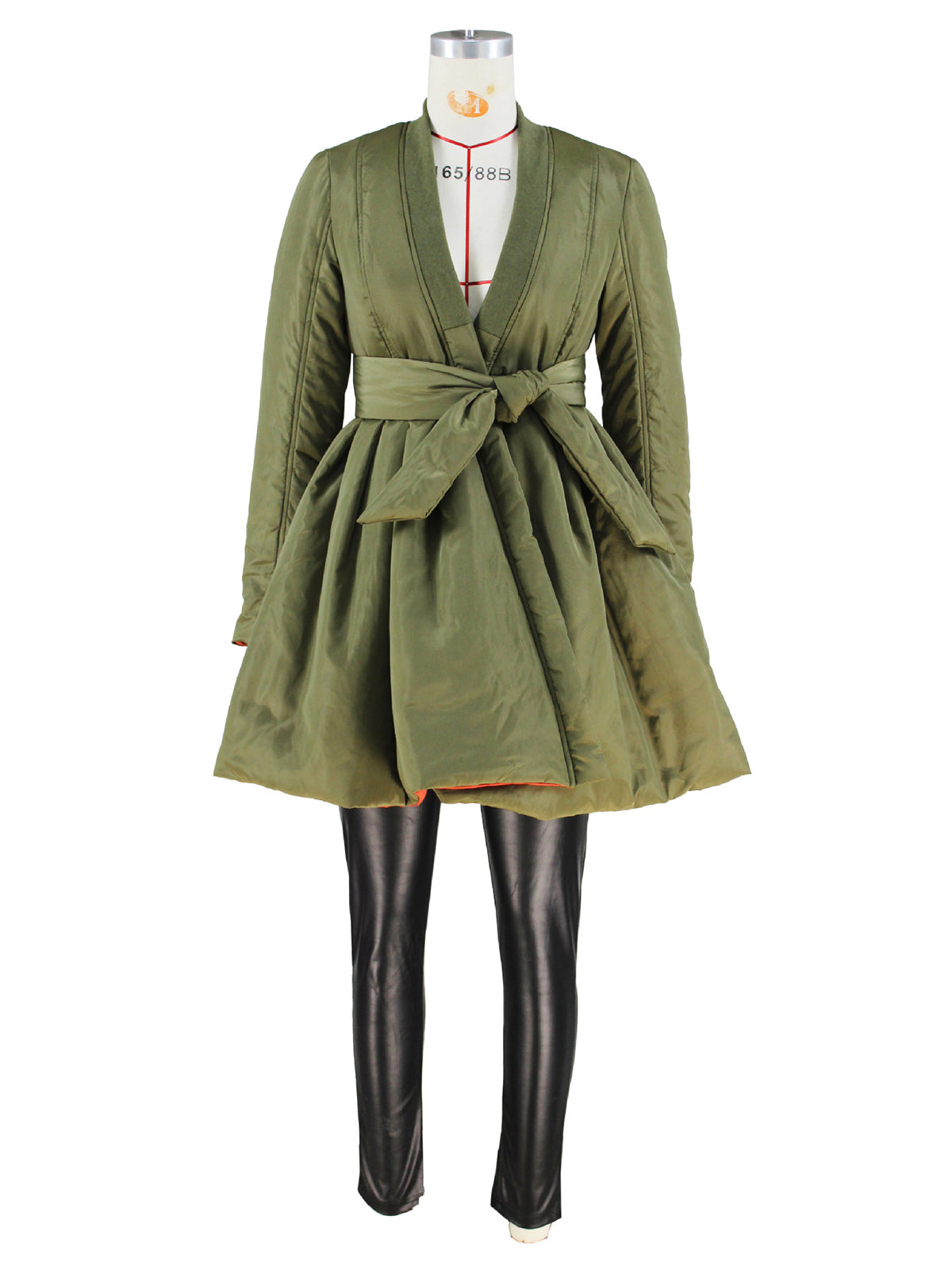 Fashion Swing High Belted Puffer Coat
