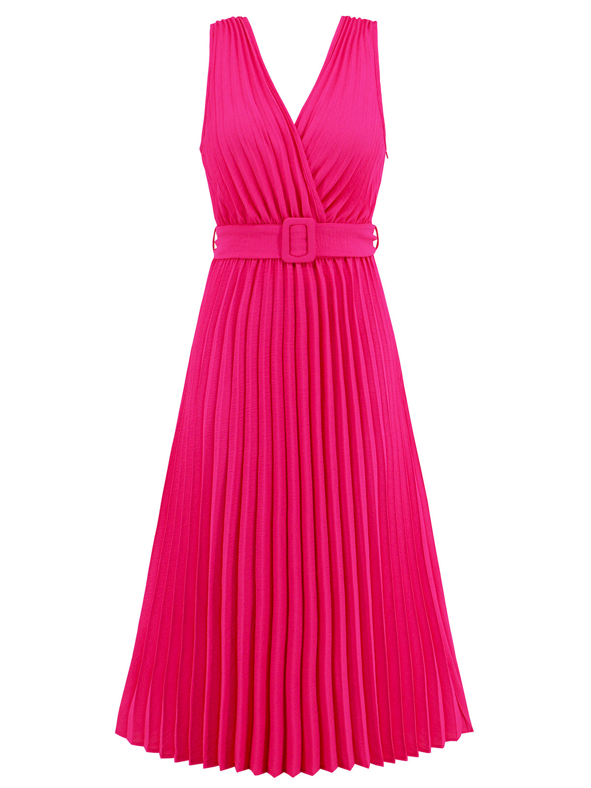 Sexy V Neck Sleeveless Slim Pleat Dress