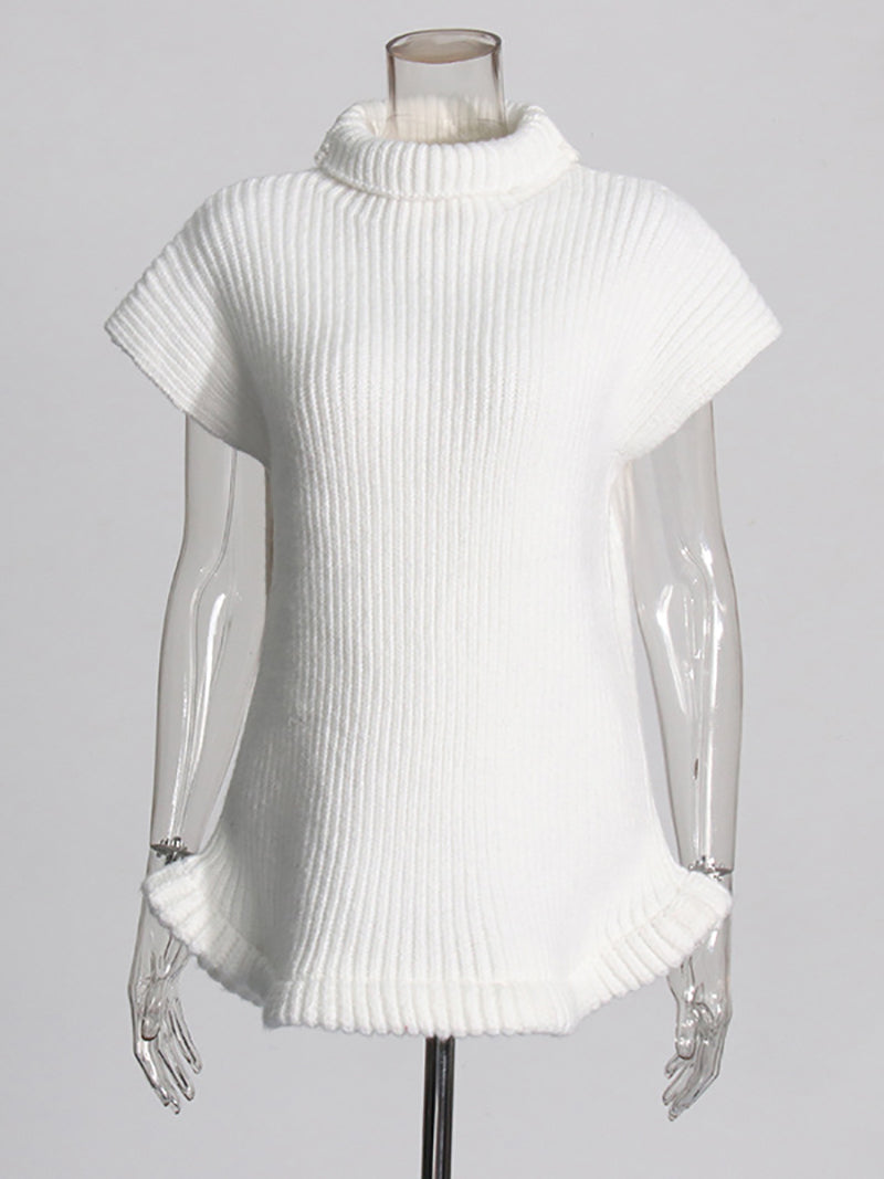 Turtleneck Short Sleeve Slim Sweater