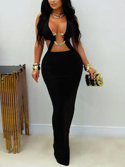 Sexy Backless Ruched Corset Maxi Dress