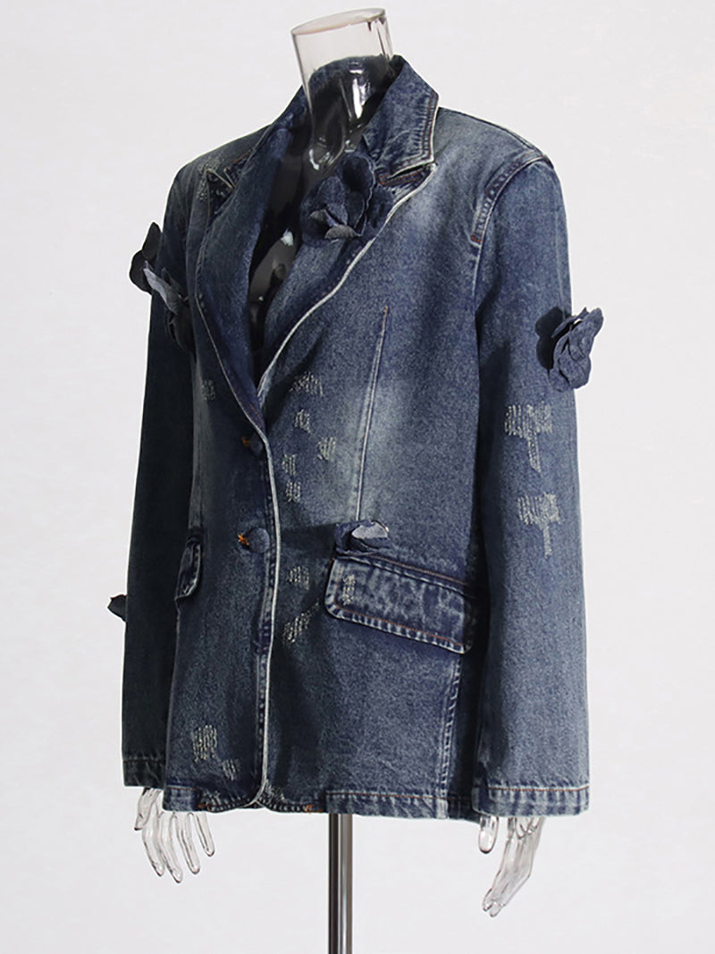 Fashion Single Breasted Denim Blazer