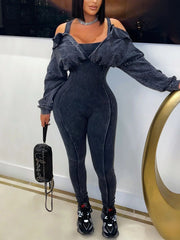 Sexy Off Shoulder Elastic Bodycon Jumpsuit