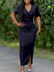 Rhinestone V Neck Evening Maxi Dress