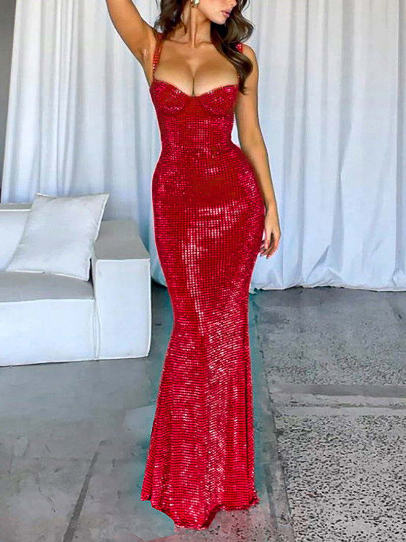 Sexy Sequin Slim Club Fishtail Dress