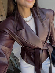 Belted Lapel Biker Jacket