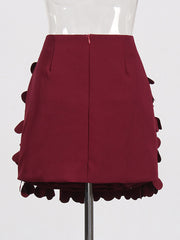 Solid Color Petal Applique Mini Skirt