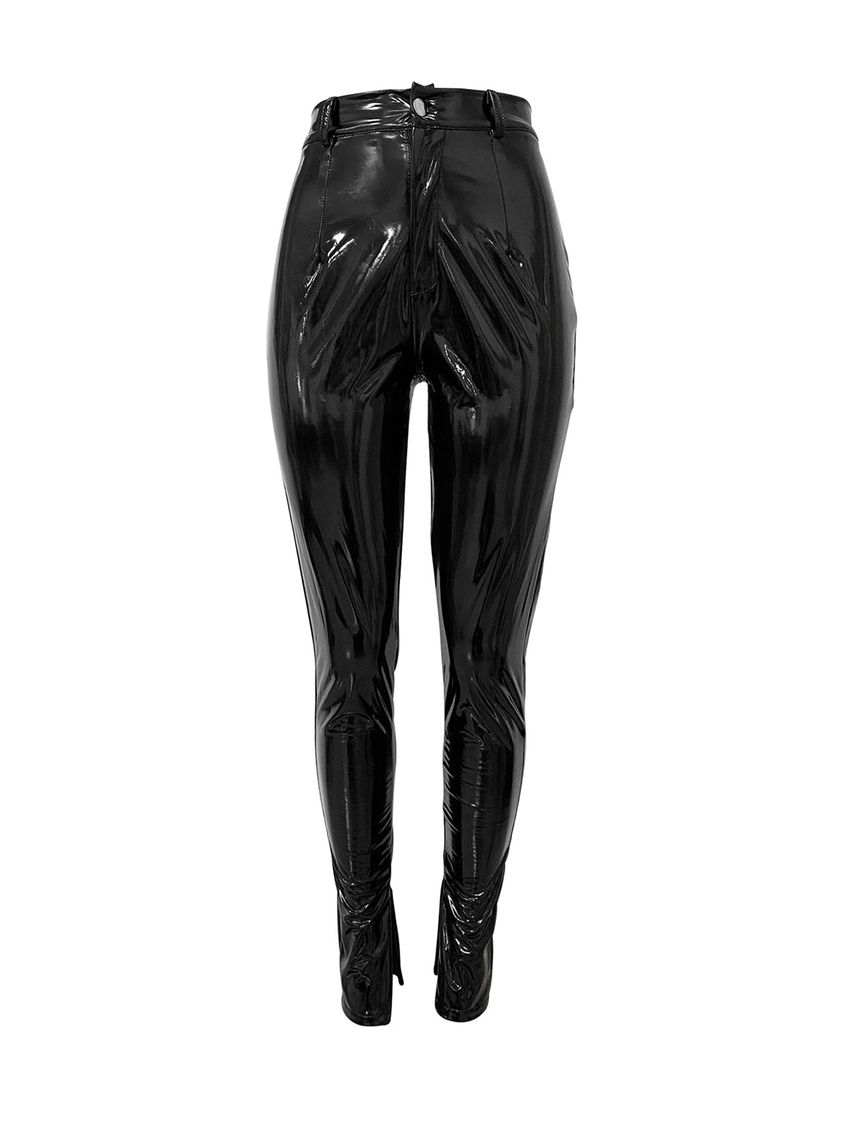 Casual Street Sportswear Faux Leather Solid Slit Pants