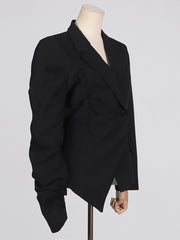 Fashion Ruched Sleeve Asymmetrical Blazer