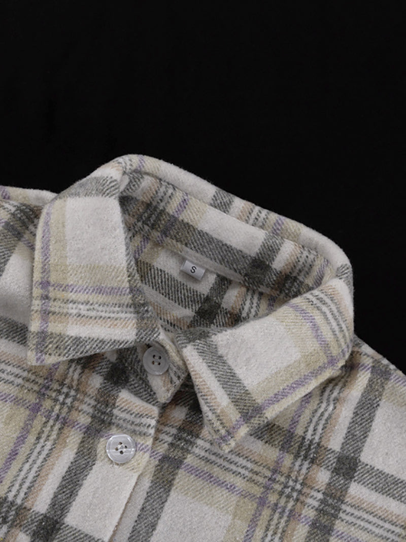Fashion Plaid Loose Shirt and Skirt Two Piece Set